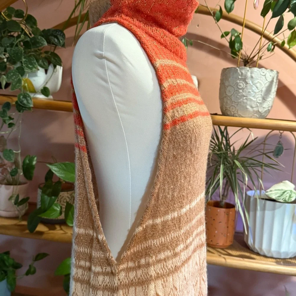 Free People Multicolor Knit Sleeveless Metallic Turtleneck Long Maxi Tunic Small